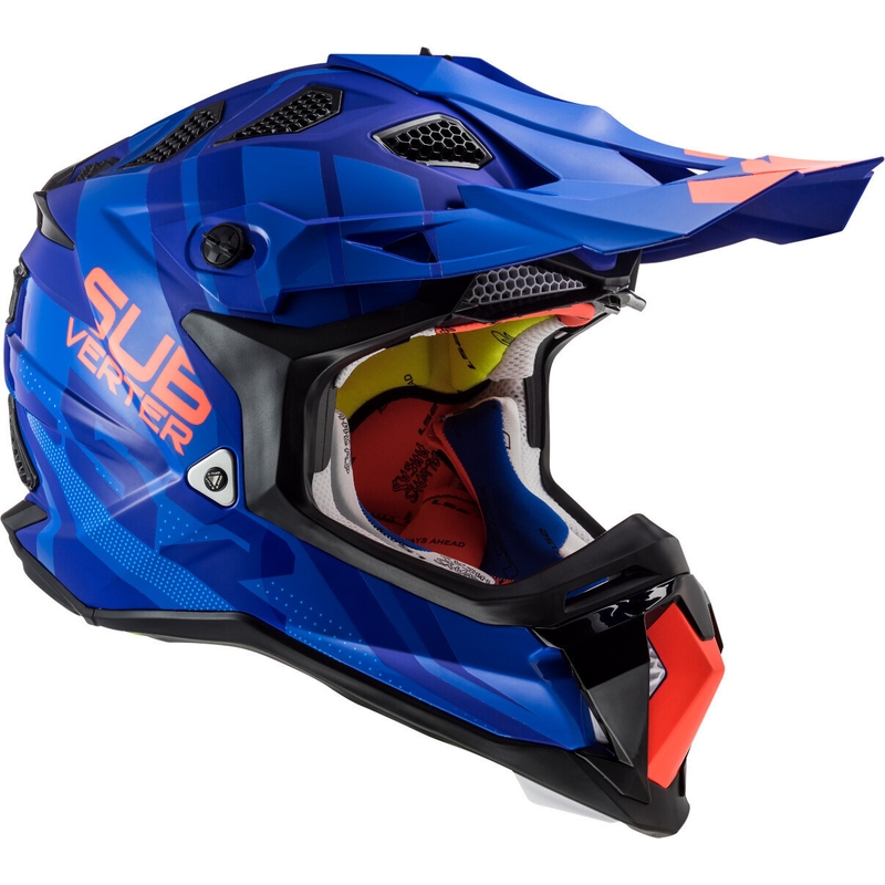 Casca de motocross LS2 MX470 Subverter Troop albastru-portocaliu lichidare
