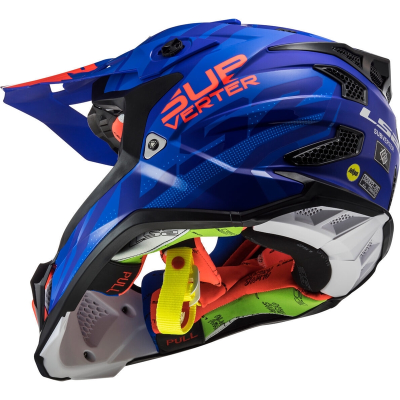 Casca de motocross LS2 MX470 Subverter Troop albastru-portocaliu lichidare