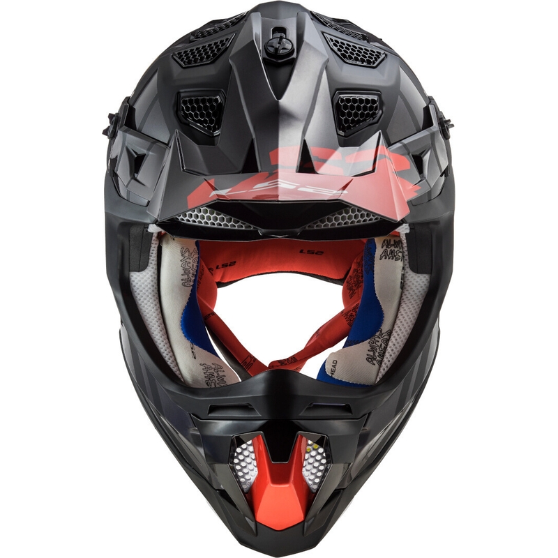 Cască de motocros LS2 MX470 Subverter Troop negru-roșu