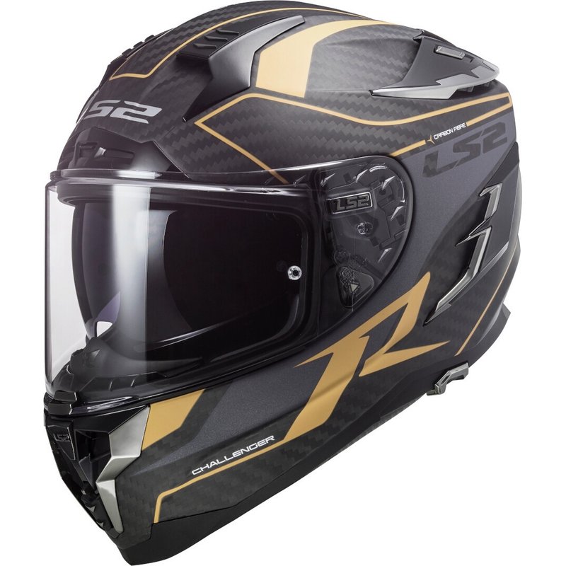 Cască de motocicletă integrală LS2 FF327 Challenger C Grid negru-aur lichidare