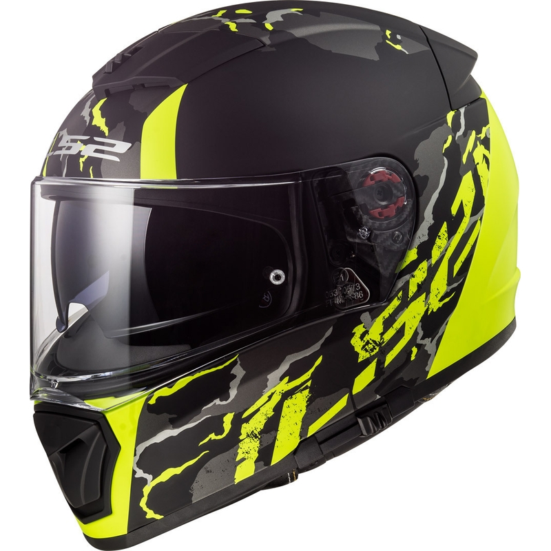 LS2 FF390 Breaker Breaker Feline Black-Fluo Yellow Cască de motocicletă integrală lichidare