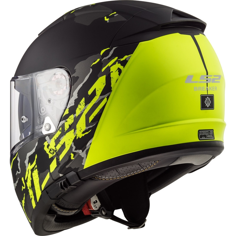 LS2 FF390 Breaker Breaker Feline Black-Fluo Yellow Cască de motocicletă integrală lichidare