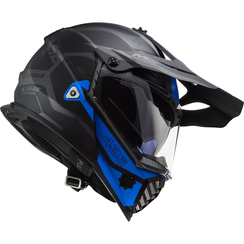 Cască de enduro LS2 MX436 Pioneer EVO Cobra negru-albastru