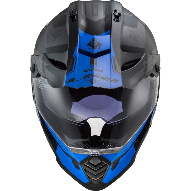 Cască de enduro LS2 MX436 Pioneer EVO Cobra negru-albastru