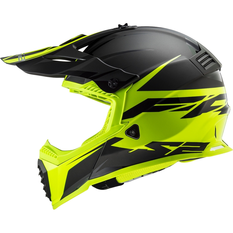 Cască de motocros LS2 MX437 Fast Evo Roar negru-fluo galben