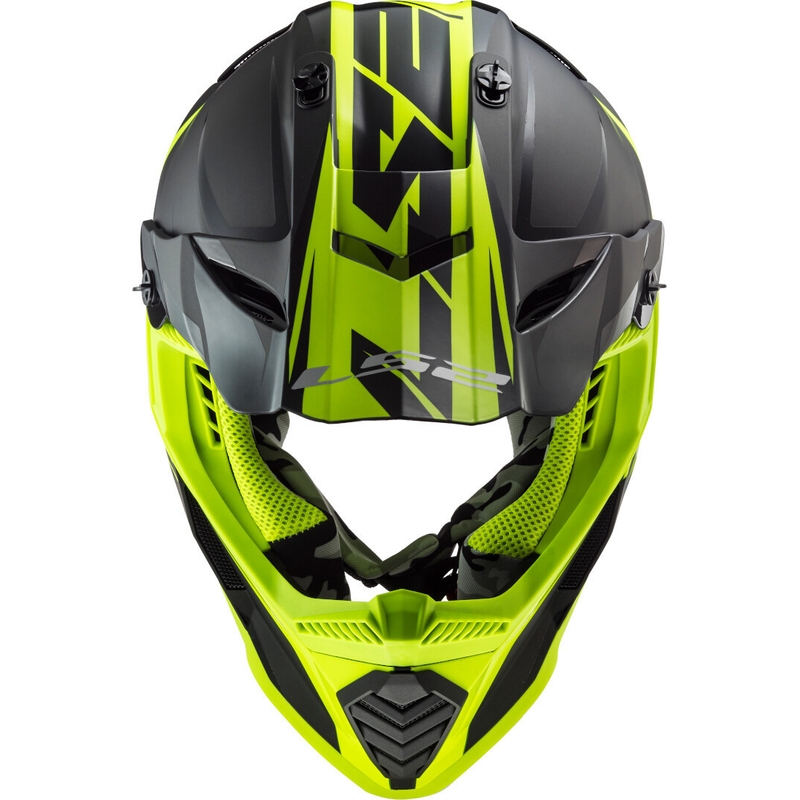 Cască de motocros LS2 MX437 Fast Evo Roar negru-fluo galben