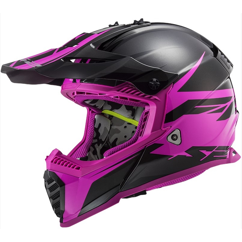Cască de motocros LS2 MX437 Fast Evo Roar negru-violet