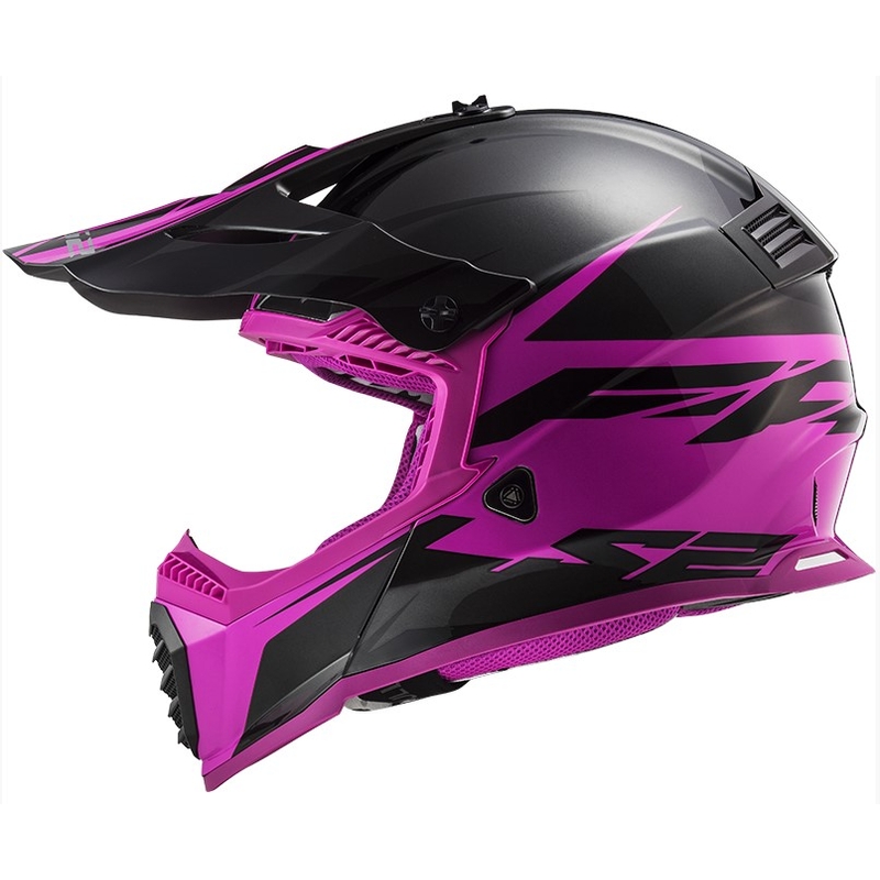 Cască de motocros LS2 MX437 Fast Evo Roar negru-violet