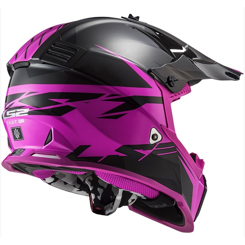 Cască de motocros LS2 MX437 Fast Evo Roar negru-violet