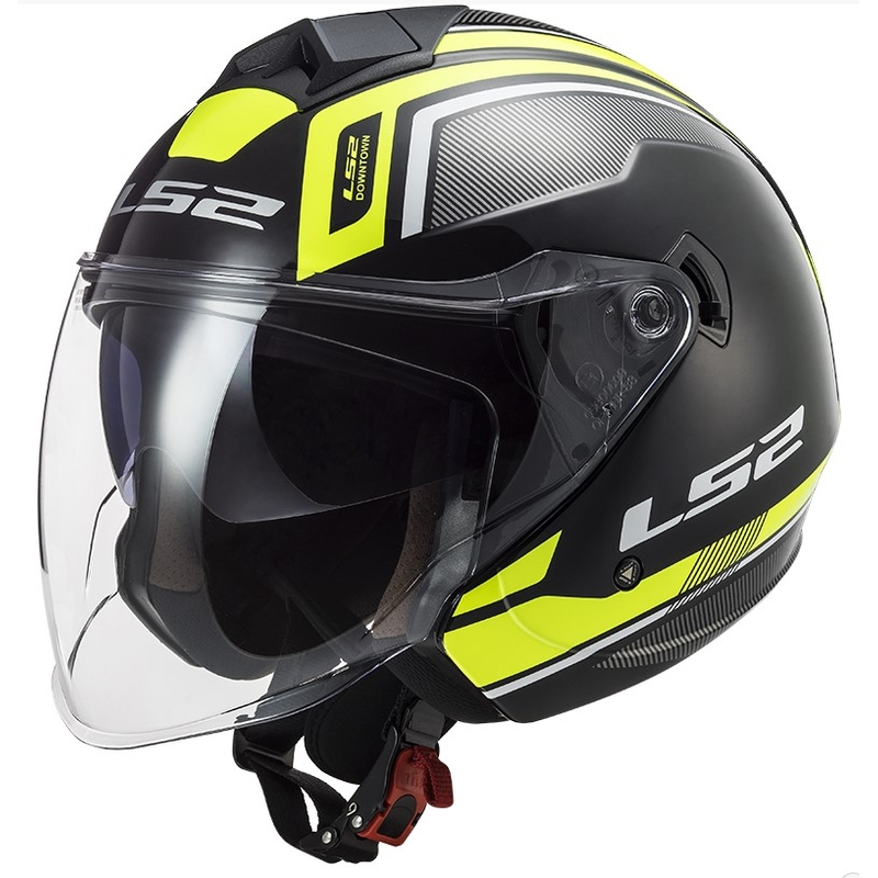 Cască de motocicletă deschisă LS2 OF573 Twister II Flix negru-galben-fluo