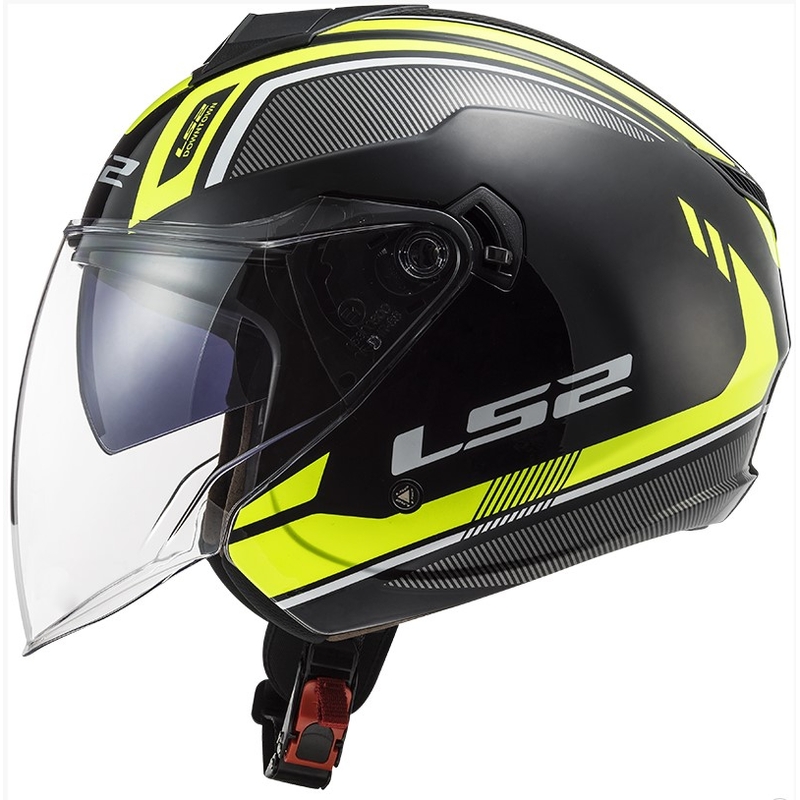 Cască de motocicletă deschisă LS2 OF573 Twister II Flix negru-galben-fluo