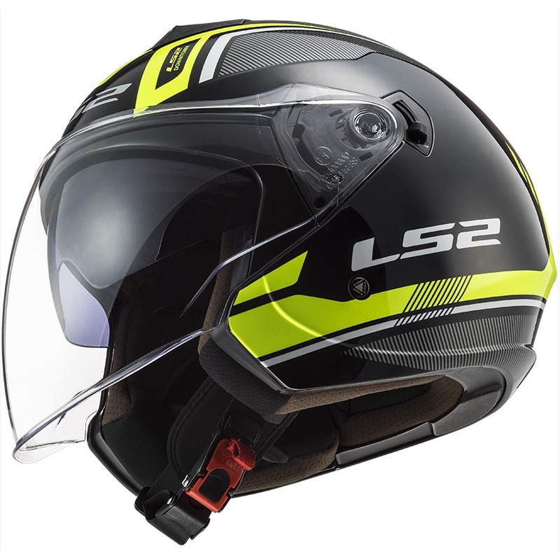Cască de motocicletă deschisă LS2 OF573 Twister II Flix negru-galben-fluo