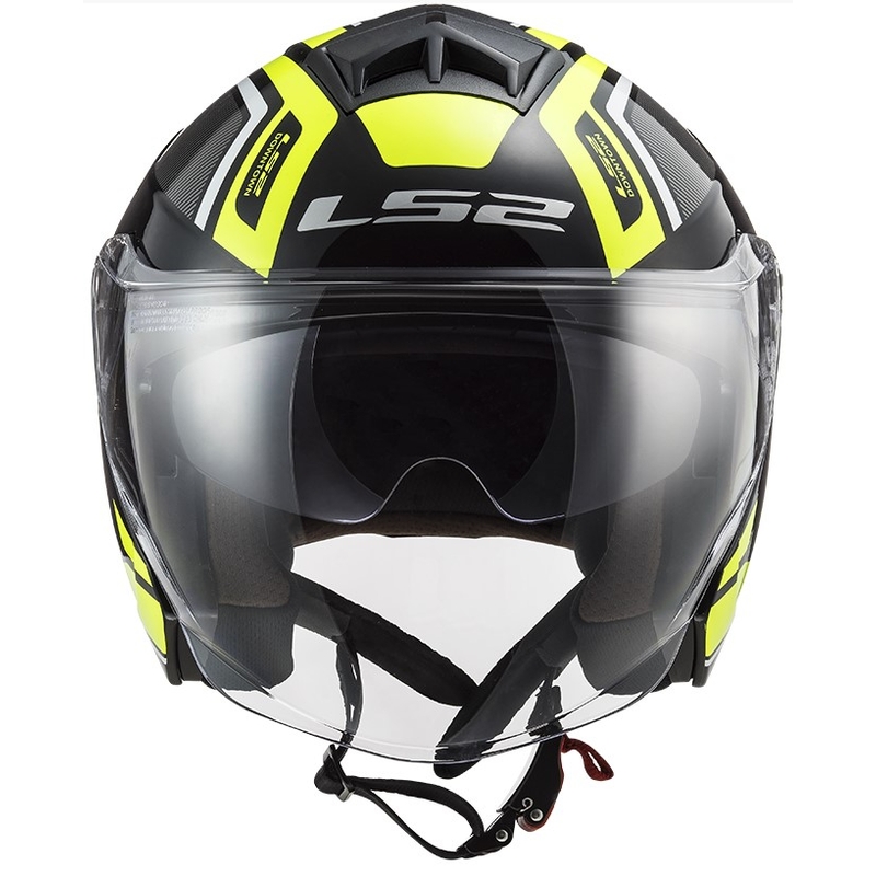 Cască de motocicletă deschisă LS2 OF573 Twister II Flix negru-galben-fluo