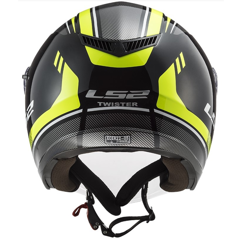 Cască de motocicletă deschisă LS2 OF573 Twister II Flix negru-galben-fluo
