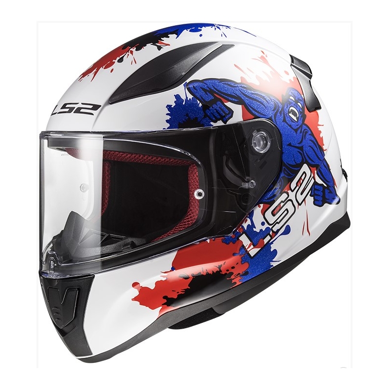 Cască integrală pentru copii LS2 FF353 Rapid Mini Monster alb-albastru-roșu lichidare