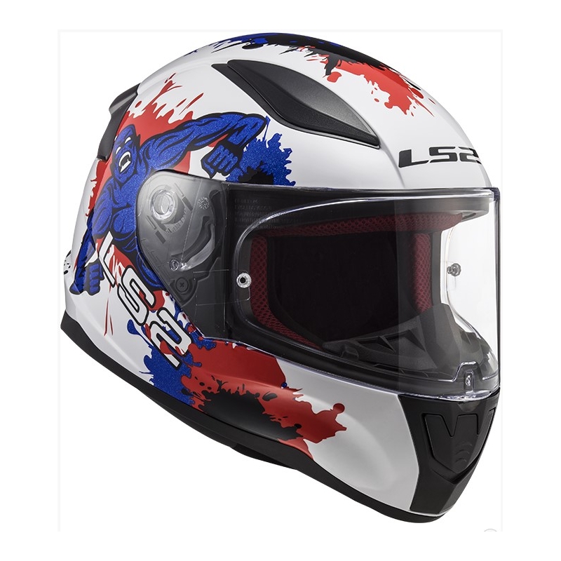 Cască integrală pentru copii LS2 FF353 Rapid Mini Monster alb-albastru-roșu lichidare