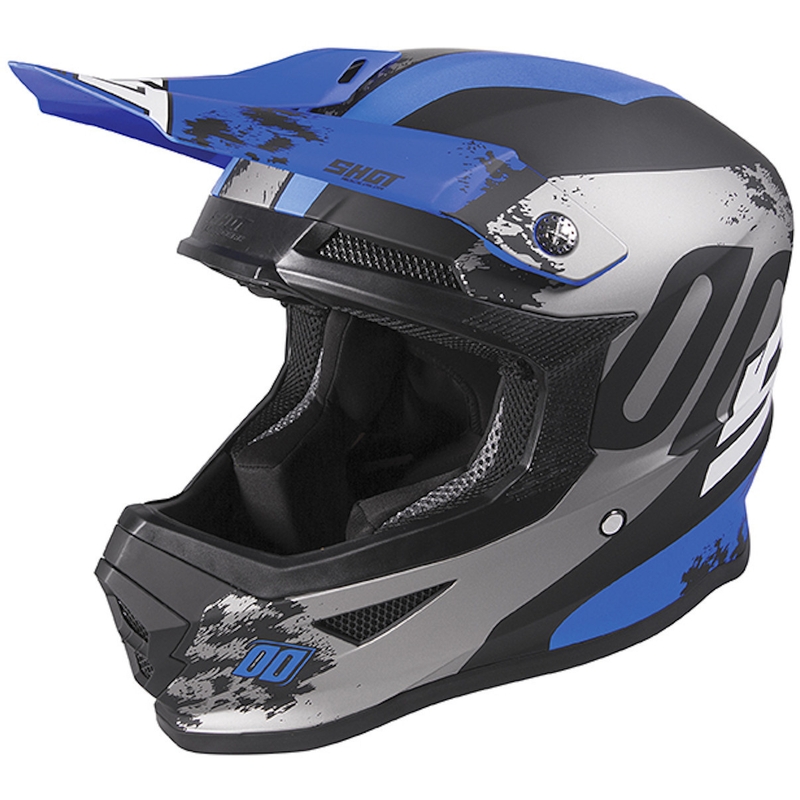 Motocross casca Shot Furious Shadow negru-gri-albastru lichidare