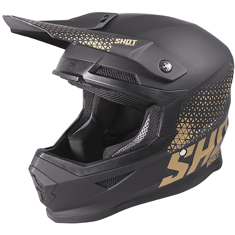 Motocross casca Shot Furious Raw negru-aur lichidare