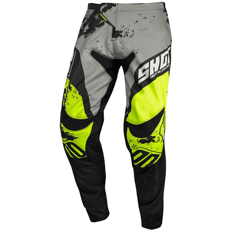 Pantaloni motocross Shot Contact Shadow gri-negru-fluo galben