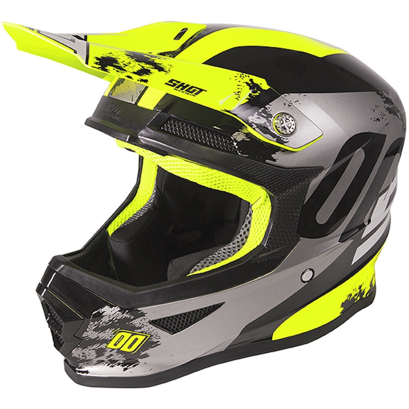 Cască de motocros pentru copii Shot Furious Shadow negru-gri-fluo-galben
