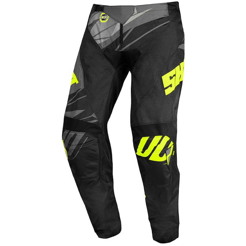 Pantaloni de motocross pentru copii Shot Devo Ventury negru-gri-galben-fluo galben