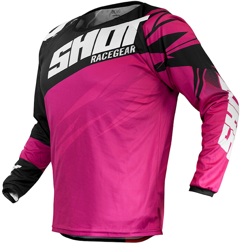 Tricoul de motocros pentru copii Shot Devo Ventury roz-negru-alb