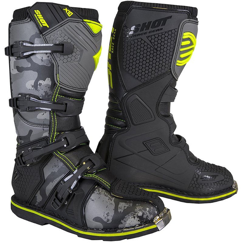 Copii Cizme de motociclete Shot K10 2.0 negru-camo-fluo galben lichidare