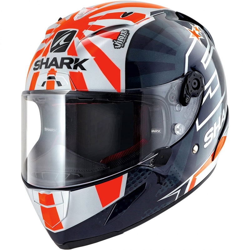 Cască integrală SHARK RACE-R PRO Zarco Replica 2019 albastru-alb-alb-portocaliu lichidare
