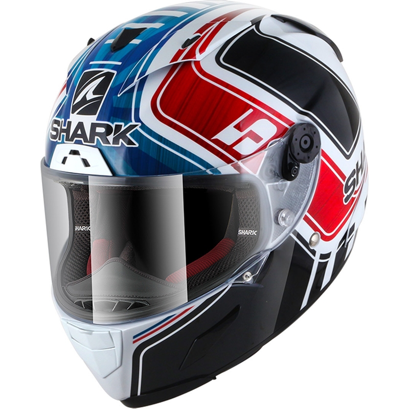Cască integrală SHARK RACE-R PRO Zarco GP De France Replica negru-alb-albastru-roșu