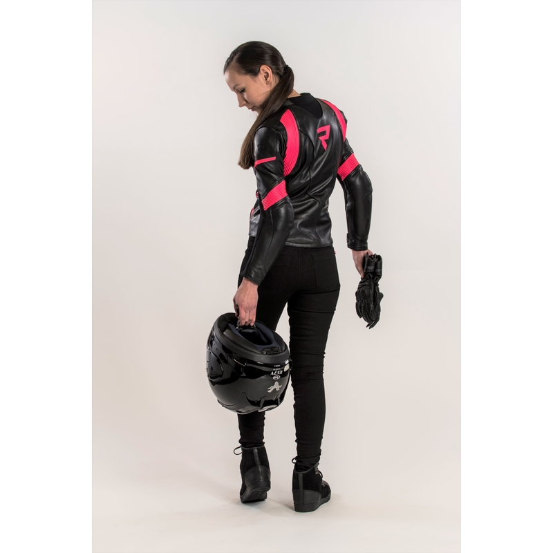 Jachetă pentru femei Rebelhorn Rebel Rebel negru și roz pentru motociclete