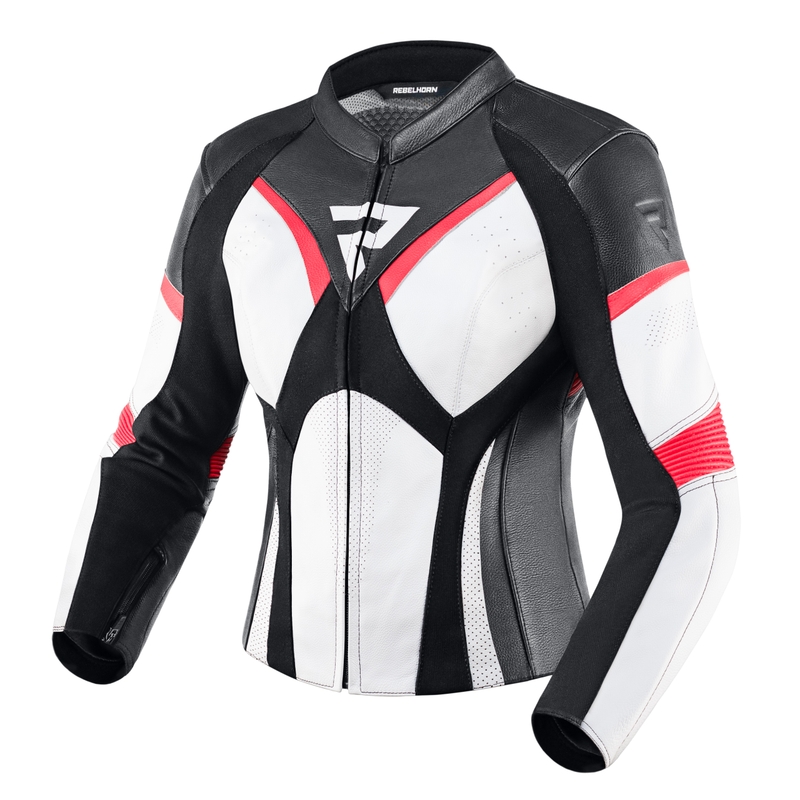 Femeile Rebelhorn Rebel Rebel Negru-alb-alb-roșu Fluo jacheta de motociclete lichidare