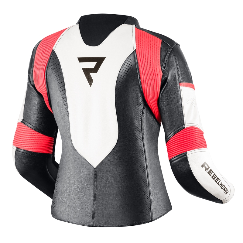 Femeile Rebelhorn Rebel Rebel Negru-alb-alb-roșu Fluo jacheta de motociclete lichidare