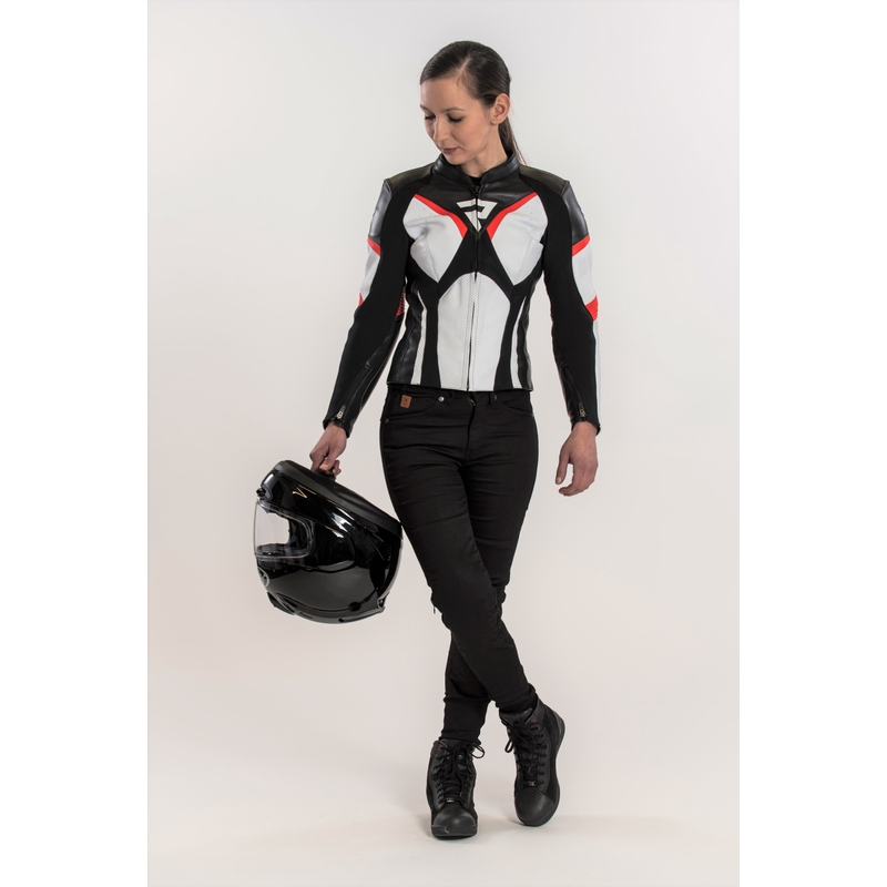 Femeile Rebelhorn Rebel Rebel Negru-alb-alb-roșu Fluo jacheta de motociclete lichidare