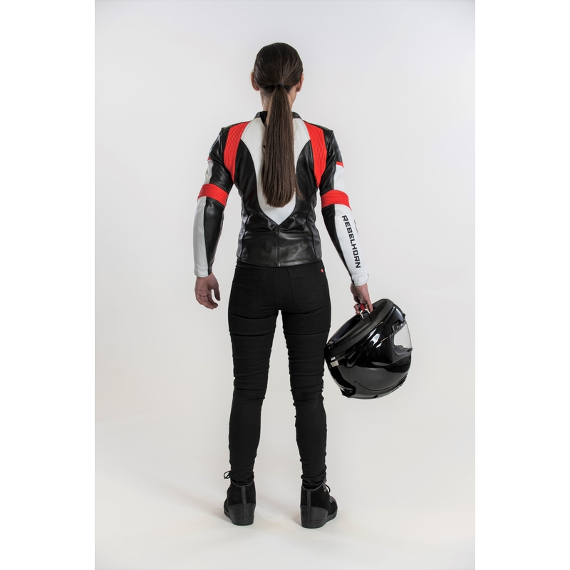 Femeile Rebelhorn Rebel Rebel Negru-alb-alb-roșu Fluo jacheta de motociclete lichidare