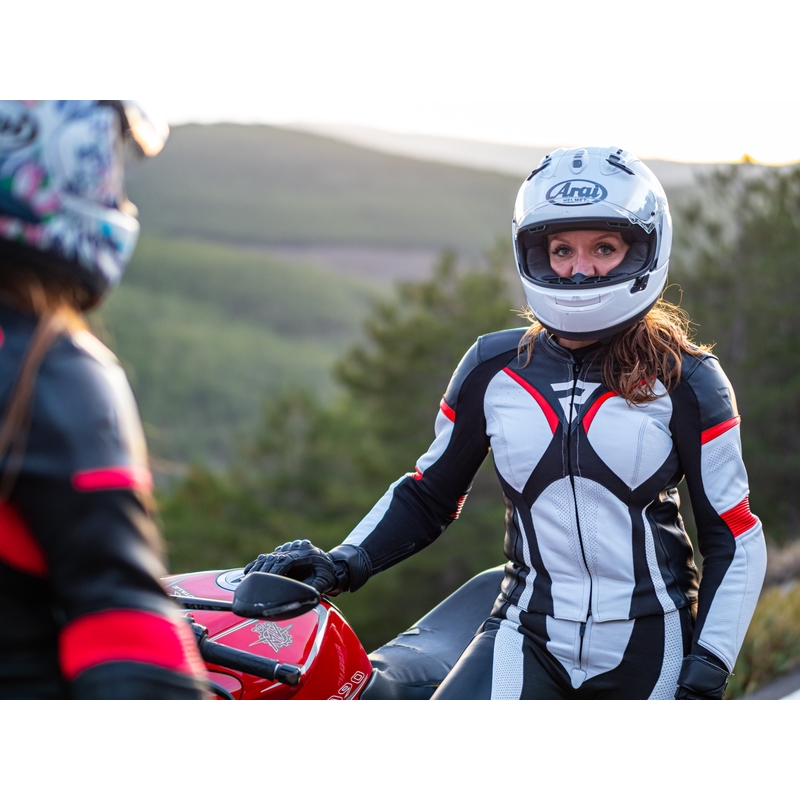 Femeile Rebelhorn Rebel Rebel Negru-alb-alb-roșu Fluo jacheta de motociclete lichidare