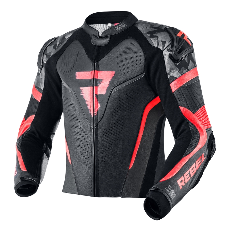 Rebelhorn Rebel jachetă de motociclist Rebel negru-roșu-fluo lichidare