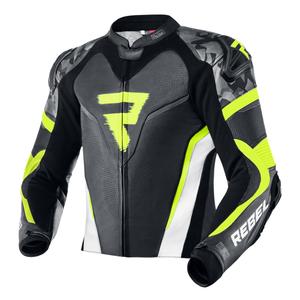 Rebelhorn Rebel Rebel negru-alb-alb-fluo galben jacheta de motociclete výprodej lichidare