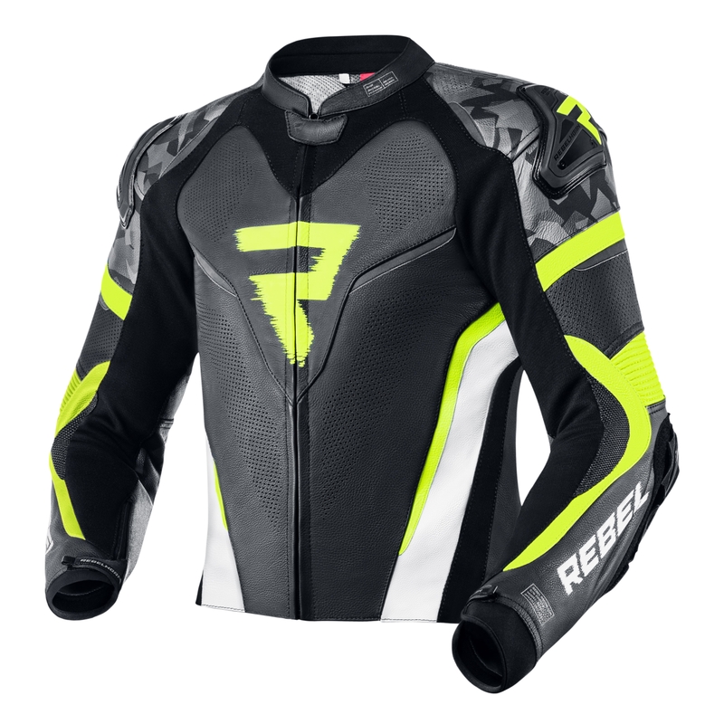 Rebelhorn Rebel Rebel negru-alb-alb-fluo galben jacheta de motociclete výprodej lichidare