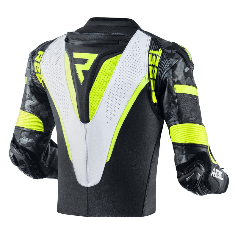 Rebelhorn Rebel Rebel negru-alb-alb-fluo galben jacheta de motociclete výprodej lichidare