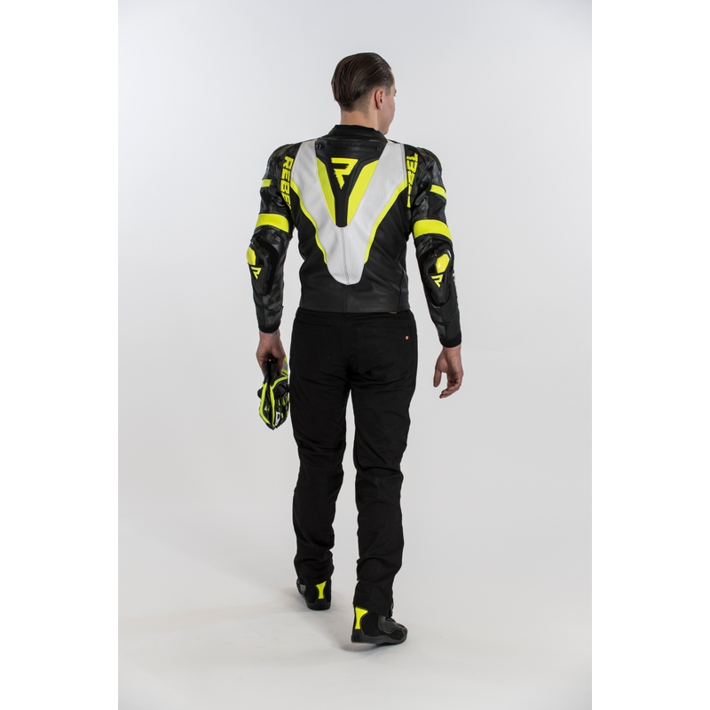 Rebelhorn Rebel Rebel negru-alb-alb-fluo galben jacheta de motociclete výprodej lichidare