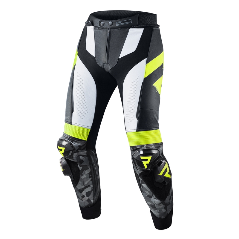 Rebelhorn Rebel Rebel Negru-alb-alb-galben-fluorescent Pantaloni de motocicletă lichidare