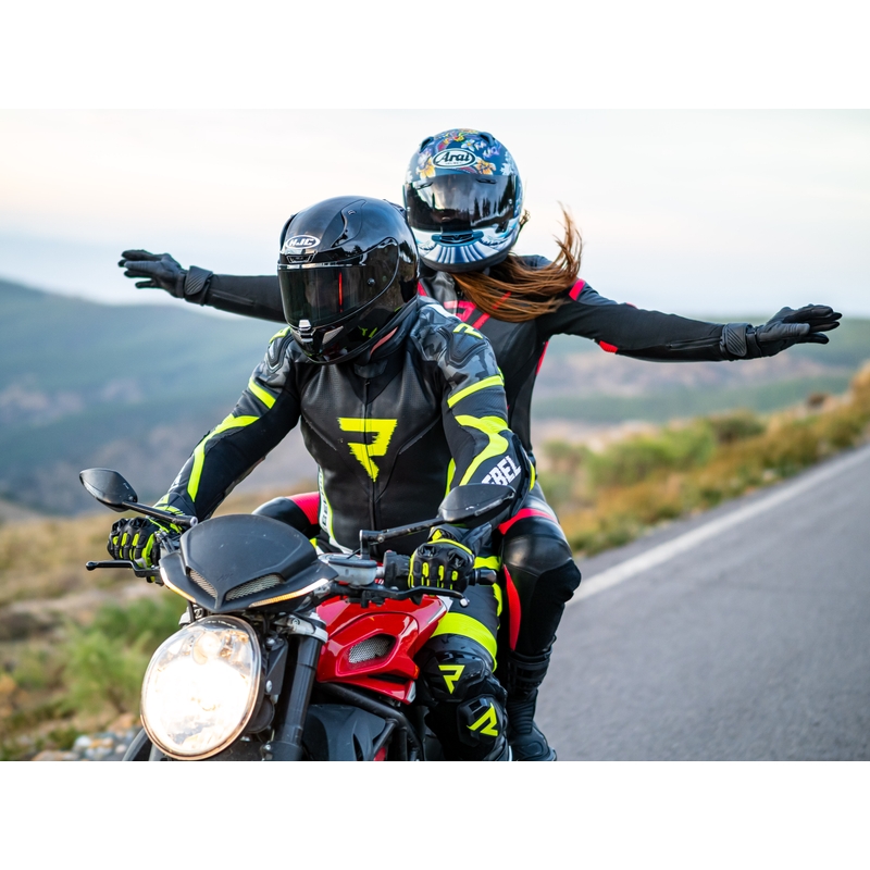 Salopetă de motocicletă Rebelhorn Rebel Black-White-Fluo Yellow lichidare