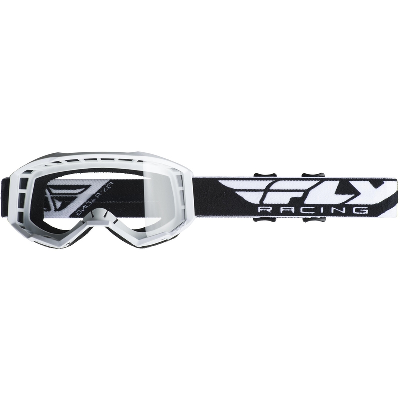 Ochelari de motocross pentru copii FLY Racing Focus 2019 negru și alb (plexi clar) lichidare
