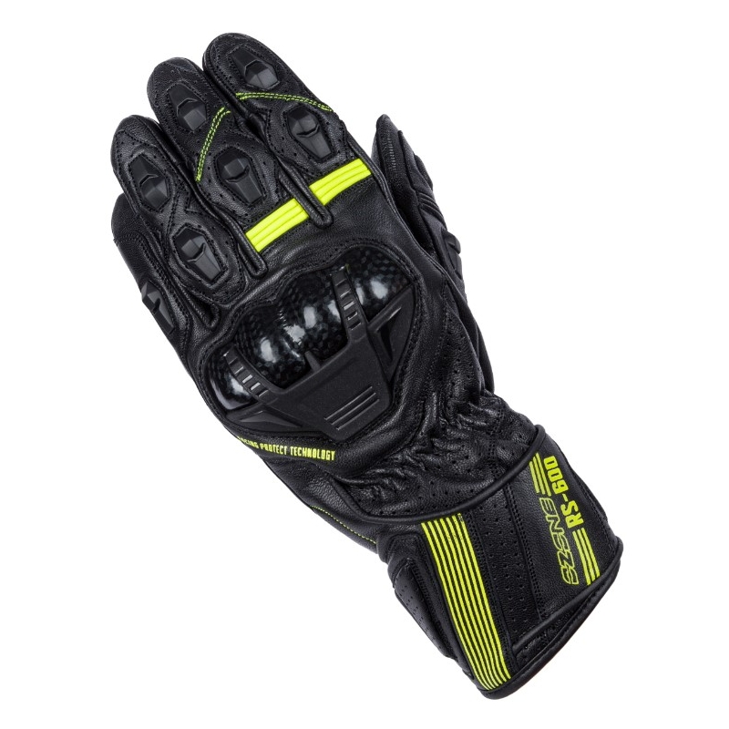 Mănuși pentru motociclete Ozone RS-600 negru-galben-fluo