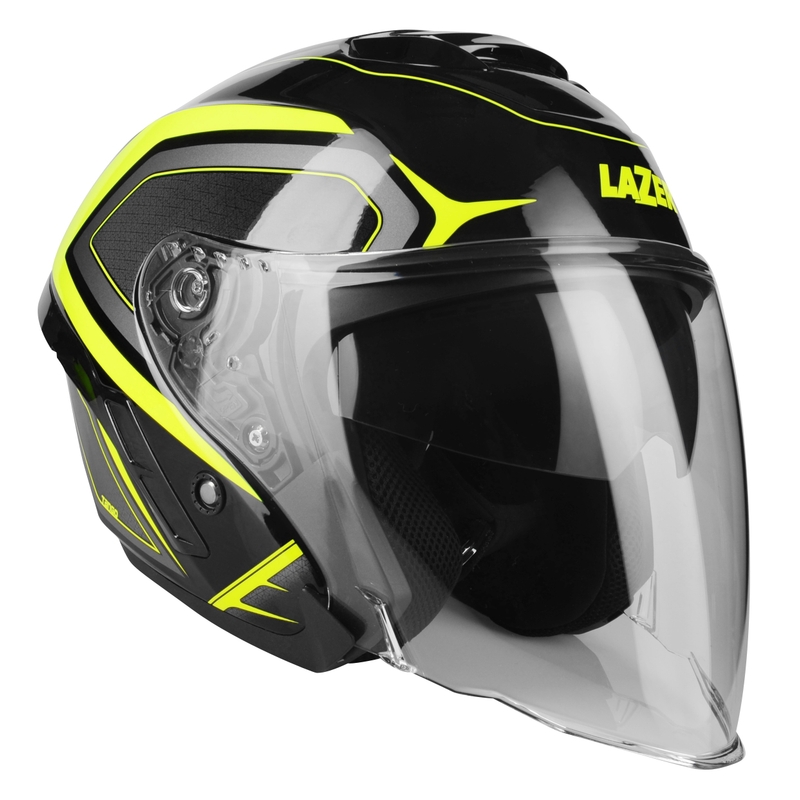 Cască de motocicletă deschisă Lazer Tango S Hexa negru-galben-fluo