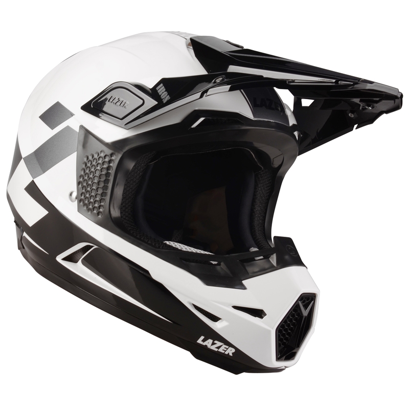 Cască de motocross Lazer X9 Iron alb-negru-argintiu