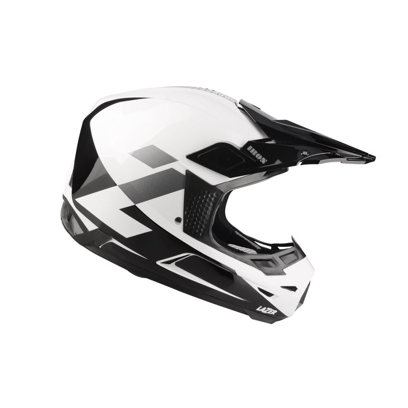 Cască de motocross Lazer X9 Iron alb-negru-argintiu