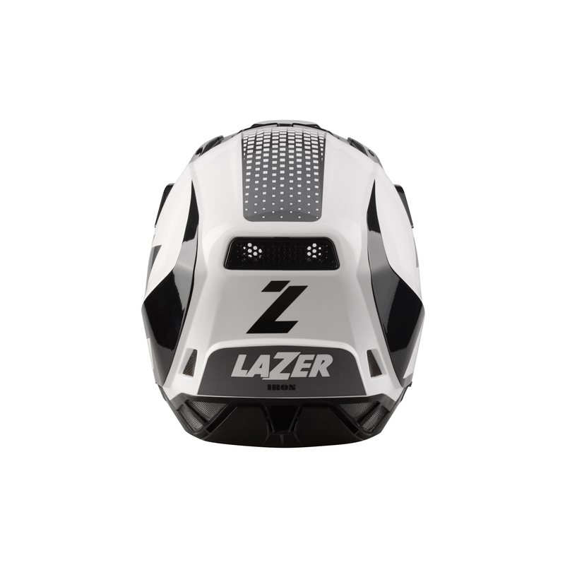 Cască de motocross Lazer X9 Iron alb-negru-argintiu