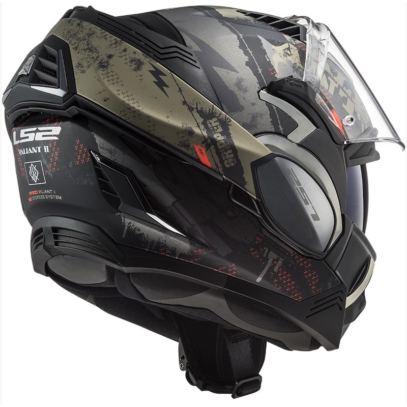 LS2 FF900 Valiant II Valiant II Gripper Mat Black-Gold Flip-up Casca de motocicletă lichidare