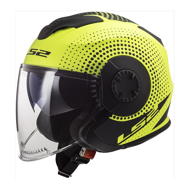 Cască de motocicletă deschisă LS2 OF570 Verso Spin negru-galben-fluo